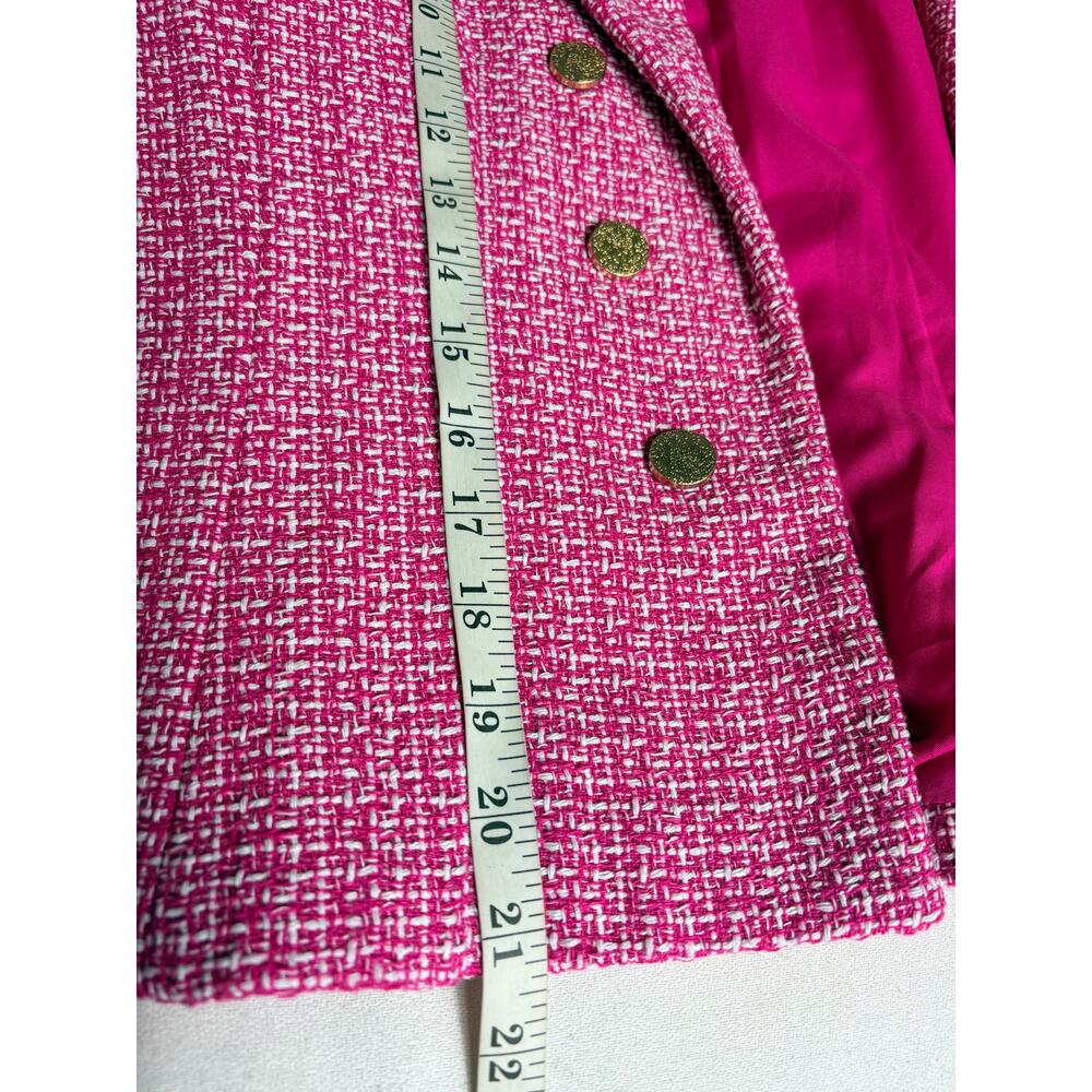 Nanette Lepore Tweed Blazer Pink and White Textured Boucle Knit Size L - Picture 7 of 8